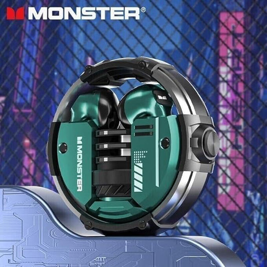 Monster XKT10 Bluetooth Earphones Wireless Headphones Gamer Headset Waterproof TWS Noise Reduction With Microphone Sports Earbud, Green